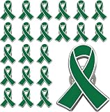 Green Ribbon Enamel Pin Mental Health Awareness Lapel Pins Green Ribbon Brooch Hope Pins for Charity Fundraiser Supplies Bulk (100)
