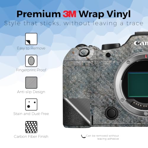 Image of Carbon Fiber Camera Skin Compatible with Canon EOS R6 Mark III (2025) - Shadow Concrete - Premium 3M Vinyl Protective Wrap Decal Cover - Easy to Apply | Crafted in the USA by MightySkins