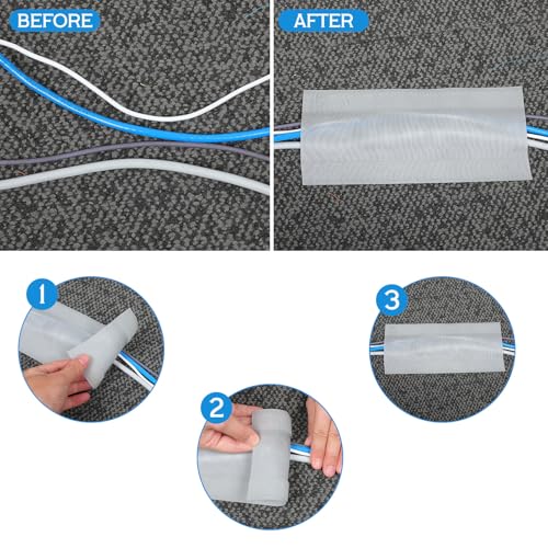 Image of WILLBOND Carpet Cord Cover Cable Protector Floor Cover Cable Protector Management Only for Commercial Office Carpet(39.37 ft,Grey)