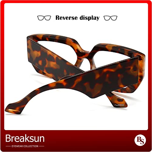 Image of Breaksun Thick Frame Blue Light Glasses for Women Men Fashion Oversized Square Computer Gaming Eyeglasses