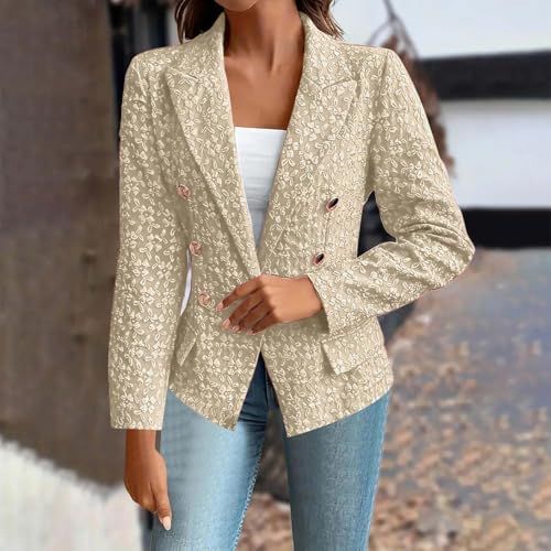 Women Elegant Casual Blazers Flower Embroidered Long Sleeve Jackets Business Work Double Breasted Blazer2
