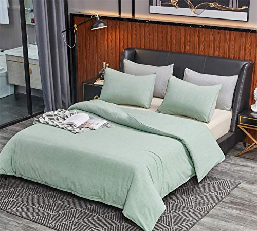 image for SORMAG 100% Washed Cotton Duvet Cover 3 Piece, Comforter Cover King Si