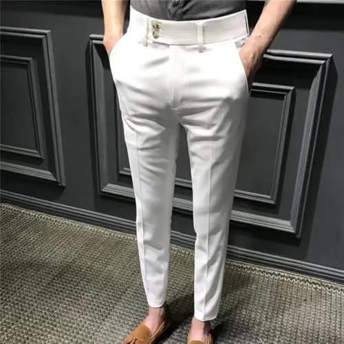 Men Summer Slim Fit Casual Pants Lightweight Elegant Formal Suit2