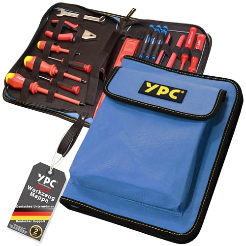 YPC ZipCaddy XL – Werkzeugmappe 31x23x5cm, Werkzeug Organizer mit großer Außentasche und 34 Halteschlaufen, Werkzeugtasche leer, Werkzeug Mappe, Maulschlüssel Tasche, Tool Case…