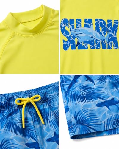 Image of Big Chill Boys Rash Guard Set - 2 Piece UPF 50+ Boys Swim Trunks & Long Sleeve Boy Swim Shirt Youth Bathing Suit Swimwear Set