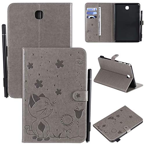 Smart Hülle für Samsung Galaxy Tab A SM-T350 {8"},Pu Leder Katze Biene Schutzhülle Case Cover mit Auto Schlaf/Wach Ständer Stift Halter