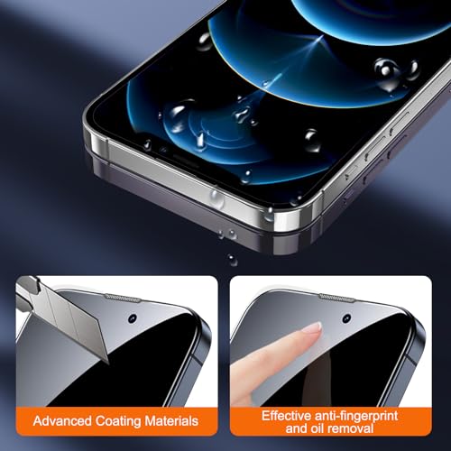 SIBEITU 2-Pack [Auto Alignment Kit] Privacy Screen Protector for iPhone 12 Pro Max, 6.7 Inch 25° Anti-Spy Auto Dust Removal Installation Glass Film, 9H Hardness Private Anti Scratch Protector