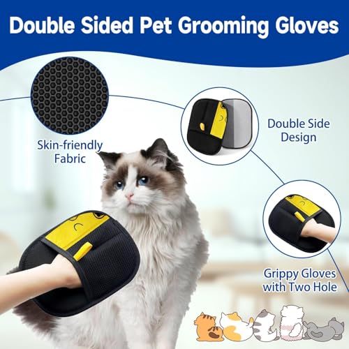 CelestiMingle 2 Stück Fellmagnet Handschuh Katzenhaare, Wiederverwendbare Fell Magnet Handschuhe, Pet Handschuhe, Tierhaarhandschuhe zum Reinigen von Kleidung und Möbeln (A)
