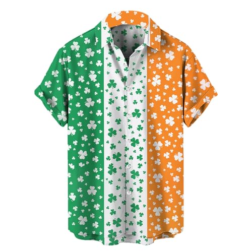 Camisas de manga larga para hombre, camisa verde, regalos para hombre, camisa de manga corta con estampado de moda para hombre, blanco, M