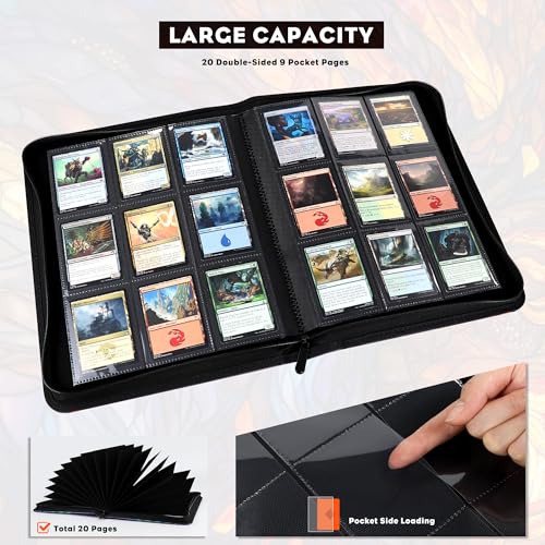 Image of Katomula 360 Pockets Card Binder, MTG Card Binder, Double Sided Card Collection Album Folder with 20 Pages, Side-Loading Card Holder for MTG, TCG, Trading Card, Sports Cards-Mountain