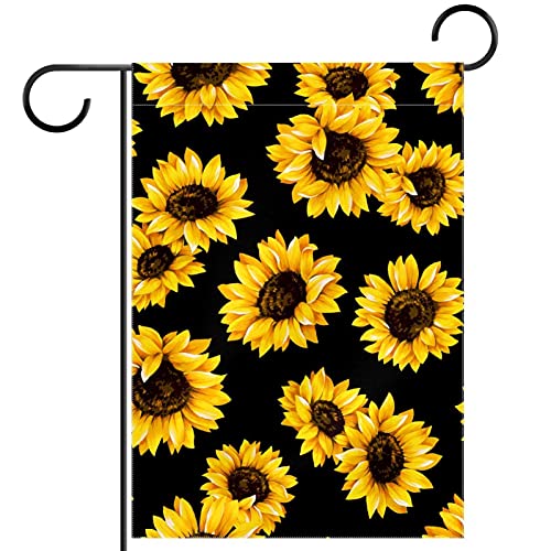 Bandera de jardín de bienvenida con girasoles de arpillera y doble cara