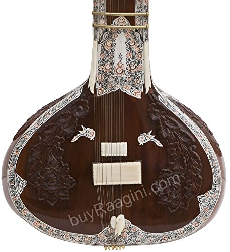 Sitar de style Ravi Shankar maharaja indien – Semi décorée avec boîte de fibre - Les Beatles, Paul McCartney, John Lennon, RIngo Starr, George Harrison Sitar de style Ravi Shankar maharaja indien – Semi décorée avec boîte de fibre – Image 3
