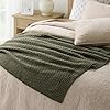 EVERGRACEHOME Chunky Chenille Knit Throw Blanket for Couch, Soft Luxurious Moss Stitch Blankets for Bed, Cozy Decorative Farmhouse Knitted Throws for Sofa, Olive Green, 50" x 60" #3