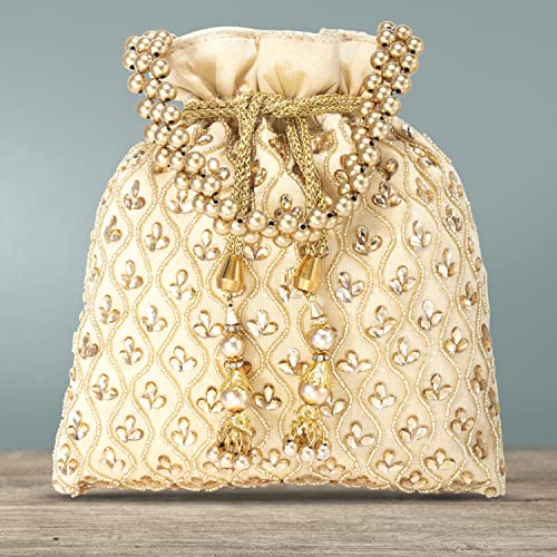Image of Aheli Potli Purses Gift for Women Handmade Evening Handbag Stylish Bridal Fashion Wristlet
