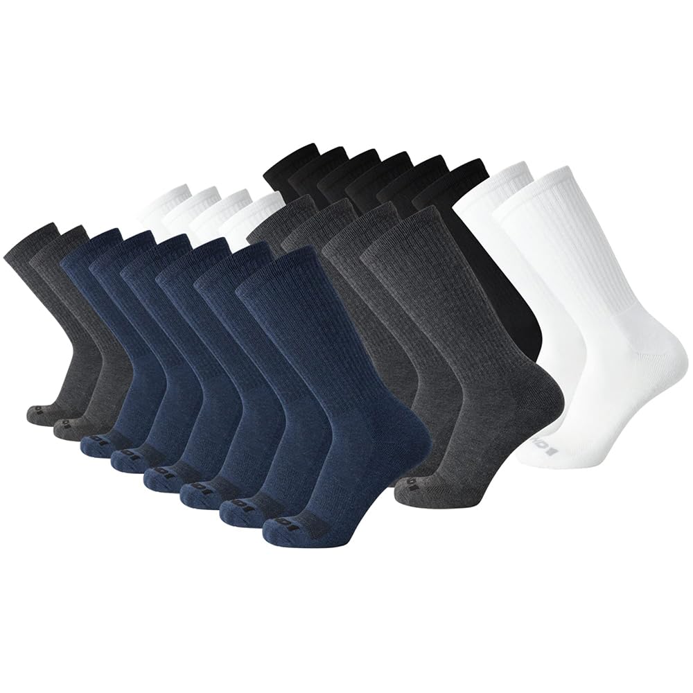 Mens Athletic Crew Socks 24 Pack Cushioned Comfort Socks
