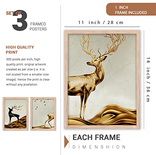 Image of kotart Painting for Wall Decoration - Modern Art Wall Decor Framed Painting for Living Room Bedroom - Framed Wall Posters /Paintings with Frame Set of 3-D (Art 3, 10x13 inch)