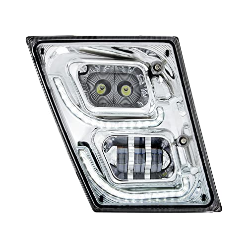 United Pacific 32595 Fog Light, Chrome, High Power LED, Passenger Side, with LED DRL & Position Light, for 2003-2017 Volvo VN/VNL