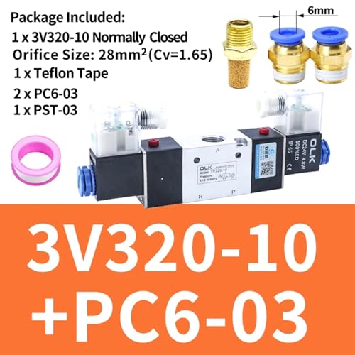 Vanne 3V320-10 stop fuites air comprimé avec commande électromagnétique 3/2 voies
