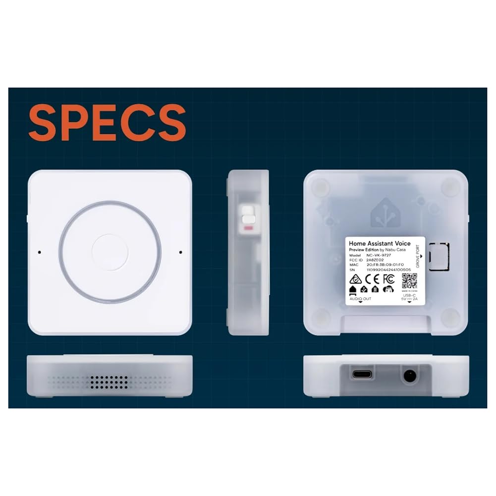 Home Assistant Voice Preview Edition ESP32-S3 SoC 16 MB Flash 2,4 GHz Wi-Fi Bluetooth 5.0