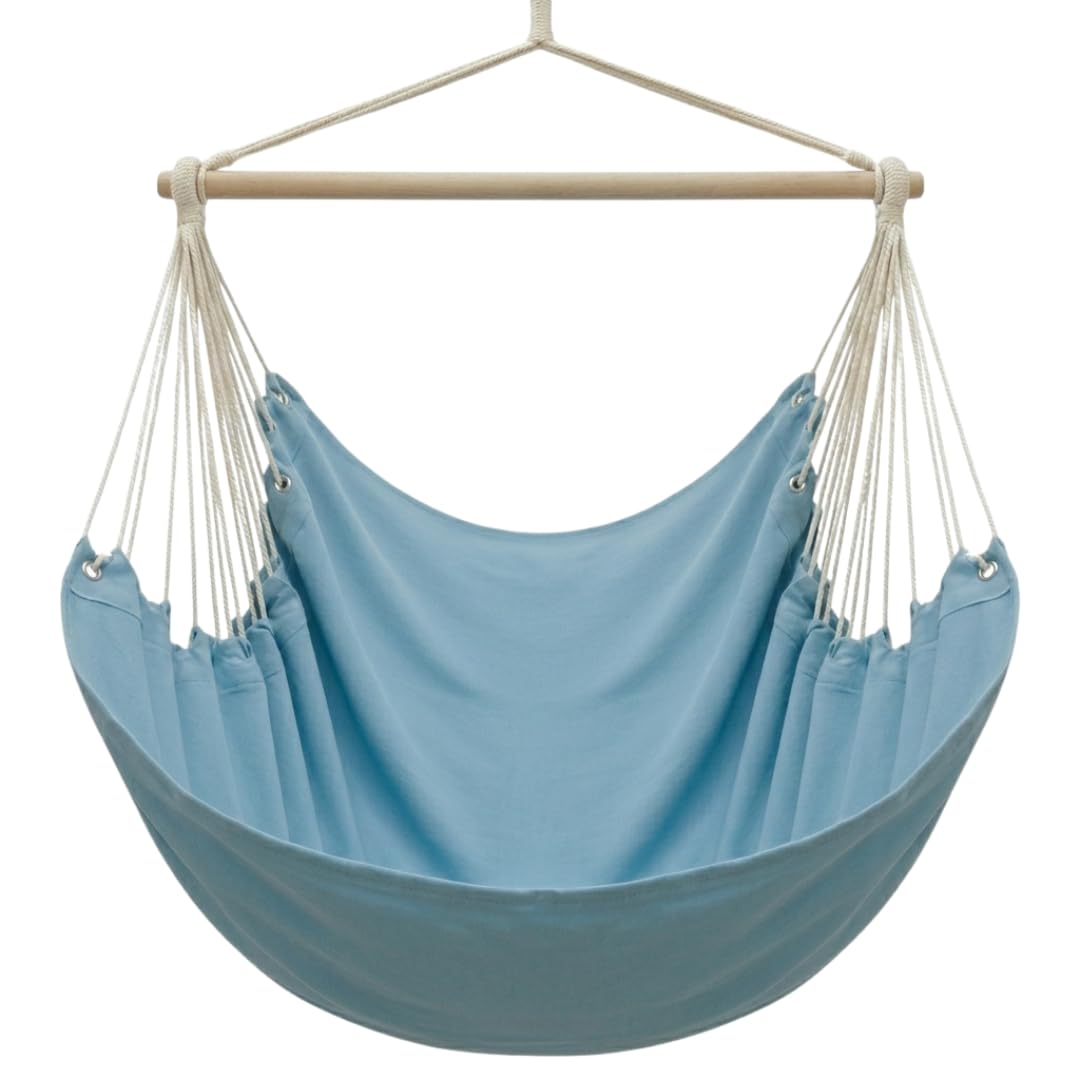 AMANKA Hamac XXL pour Toute la Famille Poids Max. supporté 150 kg siège de Toile Suspendue 190x140cm 100% Coton Hamac pour Le Jardin pour la Sieste Couleur Bleu Pacifique