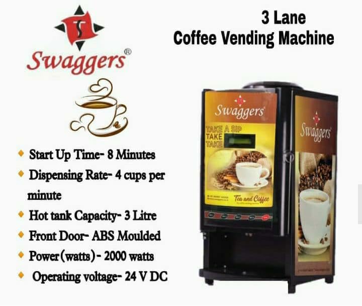 Image of Swaggers Heavy Duty Tea /Coffee /Soup Vending Machine with 3 Options Suitable for Office /Factory /Godawn /Catering House.Ready to Serve, No Milk Required(Free Sample Premix) !1 Year Warranty!