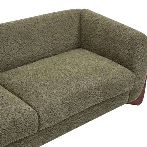 Image of Christopher Knight Home Almab 82 Inches Sofa Couch, Cozy Boucle Upholstered 3-Seater Sofa, Wood Frame Couch, Comfy Couches for Living Room and Office, Modern Soft Plush Sofa, Olive Green