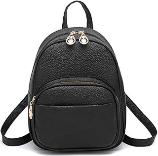 I IHAYNER Small Backpack for Teen Girl Vegan Leather Simple Multiple Zipper Pockets Mini Backpack Purse