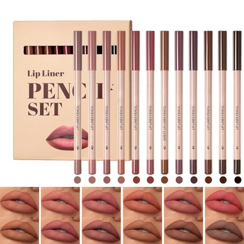12 Farben Creamy Lipliner Wasserfest,Matte Langanhaltender Deckender Lippenkonturenstift,Aufpolsternder Konturenstift Vegan & Cruelty-Free For Shaping & Sculpting Lips