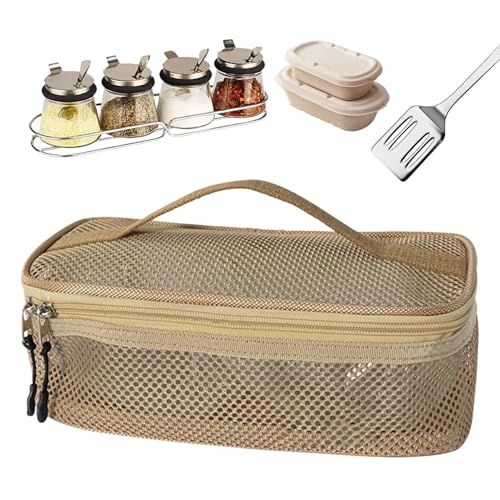 Bolsa para utensilios de cocina para camping, bolsa de viaje para accesorios de cocina, bolsa de almacenamiento de malla transpirable para camping, barbacoa, picnic, escalada, y vacaciones