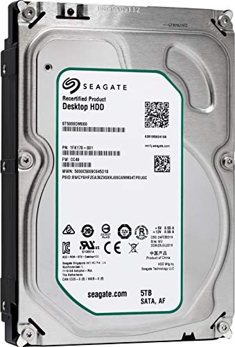 Seagate Barracuda ST5000DM000 5TB 3.5-Inch Internal Hard Drive, SATA, 5900 Rpm, 128 Mb Buffer (Renewed)
