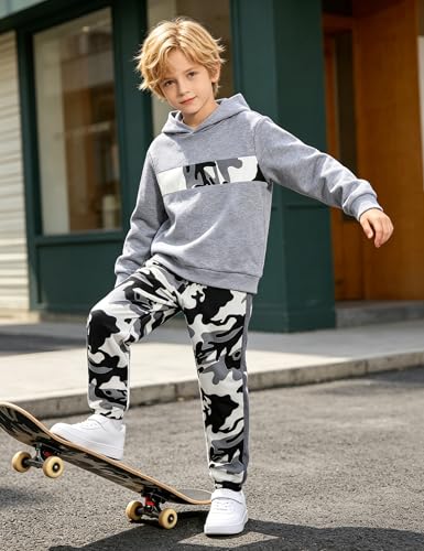 Image of Boys Clothes Boy Outfits 2-Piece Long Sleeve Hoodie and Camouflage Pants Boys Fall Winter Clothes for 6-16 Years