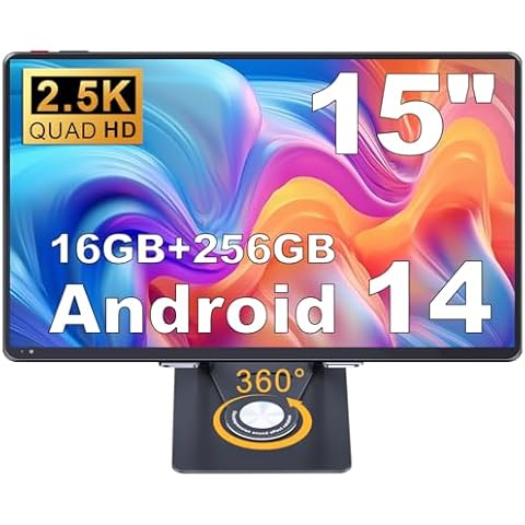 jumper 15 inch Tablet 2.5K Display, Helio G99 Octa-Core Processor(Beat Unisoc T618), Android 14 Tablet with Foldable Stand, 16GB RAM 256GB ROM, 10000mAh, 4 Speakers, BT5.0, 2.4G/5G WiFi, 13MP Camera Cover