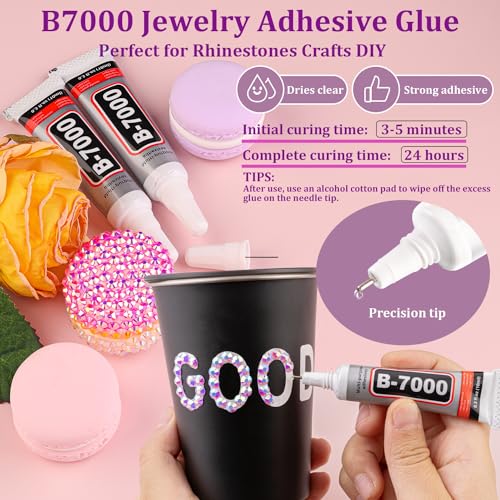 Image of 25000Pcs Resin Rhinestones for Crafting, Lavender Purple AB 2-6mm Mixed Sizes Non Hotfix Flatback Gems with 1Pcs Glue, Bedazzling Crystal for DIY Craft Clothing Mugs Tumblers Shoes Decor Nail Art