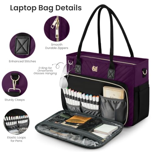 Image of Teacher Tote Bag for Women,Laptop Work Bag for Business Travel,Quilted Nurse Bible Computer Bag Briefcase Gift
