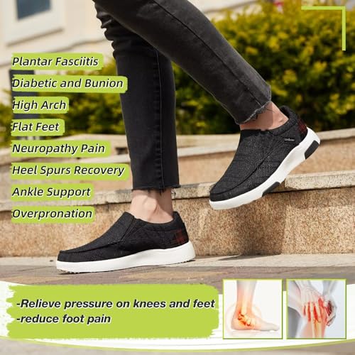 Image of OrthoComfoot Women's Orthopedic Slip-On Loafers Walking Shoes: Comfortable Plantar Fasciitis Loafers with Arch Support for Flat Feet, Casual Orthotic Shoes for Foot and Heel Pain Relief