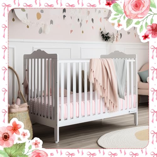 Image of Peryiter 2 Pack Crib Sheets for Girls Boys Coquette Bed Sheet Set Fitted 52'' x 28 inch for Standard Crib Mattress Stretchable Soft Toddler Aesthetic Nursery Decor(Bow,Pink)