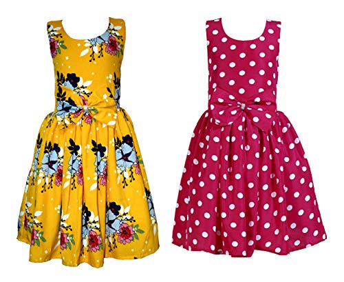 Image of Casual Frock for Baby Girls,Blue Printed and Olive Printed,Pack of 2