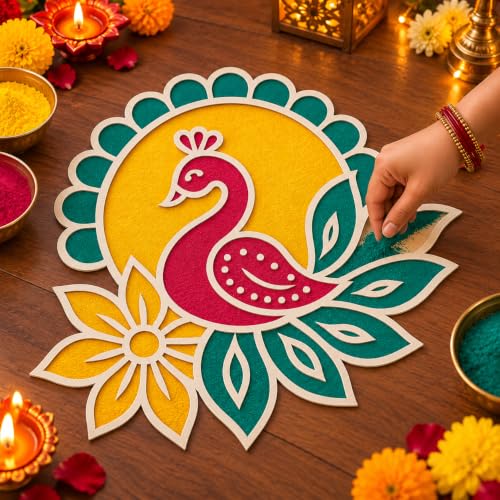 Reusable Rangoli Stencils Mats Template Colour Diwali Decoration ...