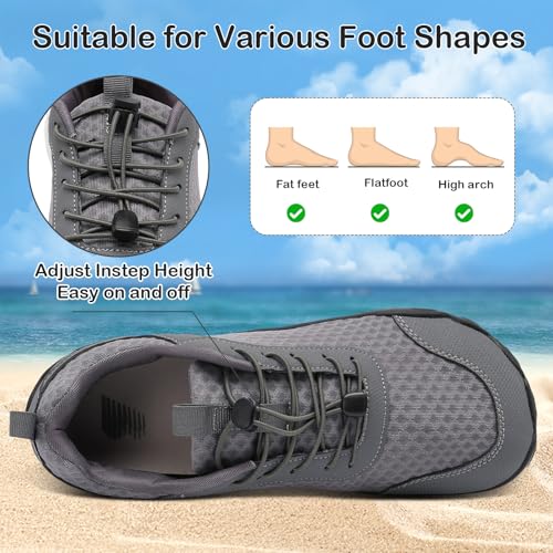 BARERUN Water Shoes Women Men Quick-Dry Wide Toe Athletic Hiking Water Sports Shoes Adjustable Zero Drop Barefoot Shoes for Beach Swim Kayaking Surfing Walking Training4