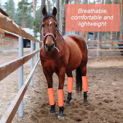 Image of Set of 8 Mesh Fly Boots for Horse Breathable Mesh Horse Boots Protective Loose Wraps Adjustable for Preventing Legs Reduces Flies and Mosquitoes Bites(Orange, Pink,M)