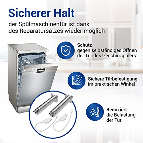VIOKS Türscharnier Feder Set Ersatz für 00754869 Türfeder Siemens Geschirrspüler Schwarz mit Seilzug - Viva Balay Neff Bosch Feder Geschirrspüler