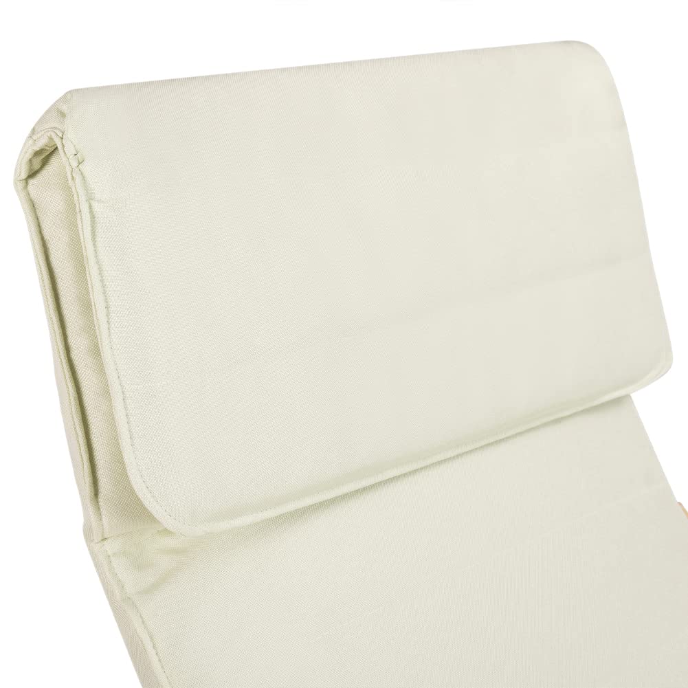 BAKAJI Sedia a Dondolo in Legno di Betulla con Rivestimento in Cotone Imbottito in Spugna Altissima Densità, Oscillante Relax con Poggiapiedi Regolabile e Cuscino, (Beige)
