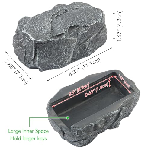Lunhoo Fake Rock Hidden Storage Key Hider, Waterproof Key Hidden Outside, Rock Keys Hider for Garden or Yard - Image 3