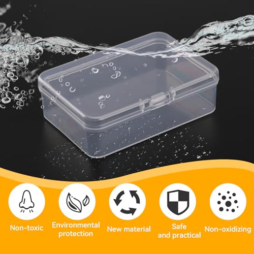 Image of Vin Beauty 6 Pcs Mini Plastic Storage Containers Box, 3.3x2.4x1 Inches Small Storage Containers Clear Rectangle Box Organizer Empty Beads Organizers for Collecting Jewelry, Cards, Crafts