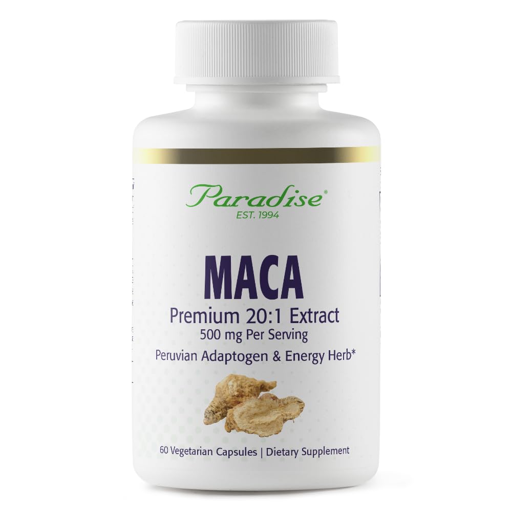 Paradise Herbs Maca Root Extract, Super Potent, Ultra Pure, Vegan, Non GMO, Gluten Free, 60 Vegetarian Capsules
