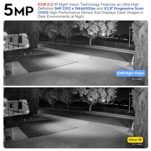 Image of PANOEAGLE 5MP IP PoE Camera Outdoor, 5MP@30fps Security Turret IP Camera with Human /Vehicle Detection,Audio /Mic, 98ft IR Night Vision, 2.8mm Wide Angle Lens(105), IP67,NDAA Complaint,PG2355I