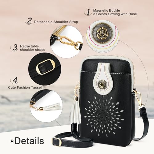 Image of APHISON Small Crossbody Bags for Women, Lightweight Vegan Leather Cell Phone Purse, Cute Purses with Tassels