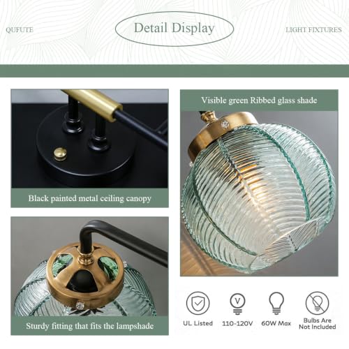 Image of 5-Light Bathroom Vanity Light Green Wall Lights Glass Globe Shade