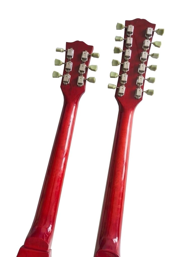 Chitarra elettrica a doppio manico con corpo solido, rossa a 6 e 12 corde humbucker, dimensioni standard for palcoscenici rock classici (Guitarra Eléctrica)