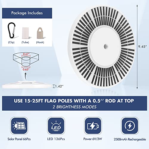 Ppq 136LED UFO Solar Flagpole Led Light,New 136 Led 10000H Lifespan Flag Pole Light thumb #5
